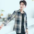 Guangdong Internet Celebrity Rent Male Same Style High Quality Plaid Shirt Men Korean Style Trendy Coat Slim Clothes Men.
