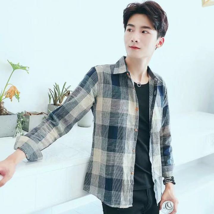 Guangdong%20Internet%20Celebrity%20Rent%20Male%20Same%20Style%20High%20Quality%20Plaid%20Shirt%20Men%20Korean%20Style%20Trendy%20Coat%20Slim%20Clothes%20Men%20-%20Image%203