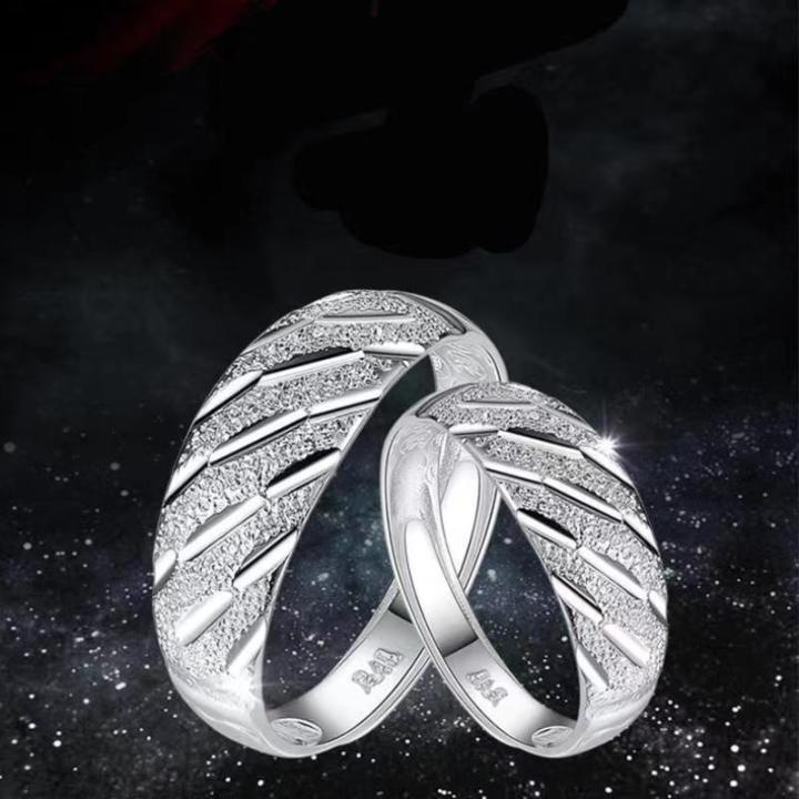 Silver Ring 999 Pure Silver Meteor Shower Frosted Ring Men's and Women's Gypsophila Ring Open Couple Ring