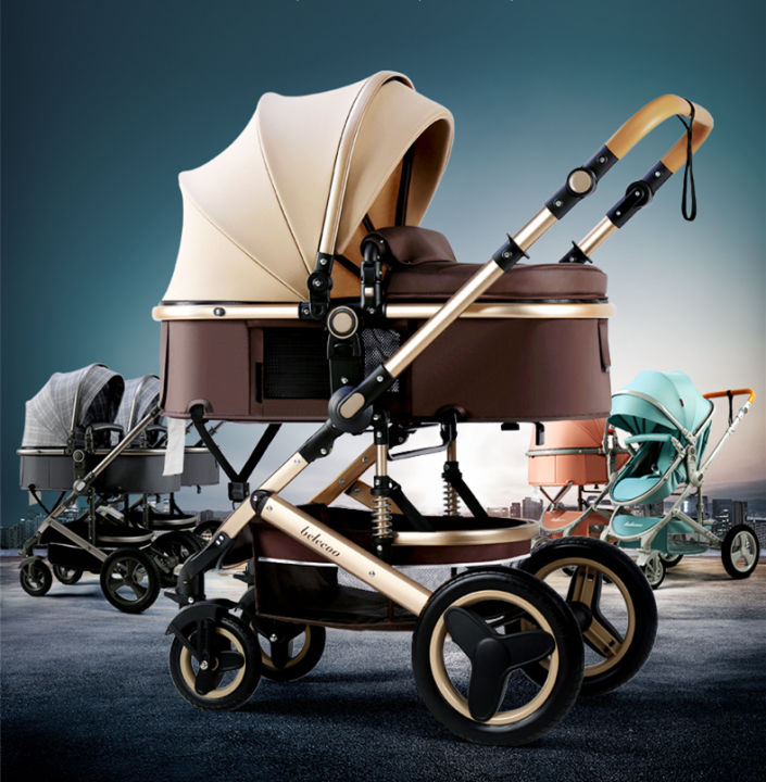 Baby%20Stroller%203%20in%201%20High%20Landscape%20Baby%20Stroller%203%20in%201%20Travel%20Baby%20Carriage%20Reversible%20Baby%20Cart%20Pink%20Pushchair%20with%20Car%20Seat%20-%20Image%202
