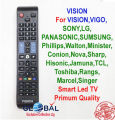 Remote Control For VISION, Sony,Vigo,Panasnic,Sumsung, Wlton Minister,Toshiba,LG,Jumuna, Rangs,Marcel, Singer, Android TV Remote.. 