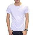 Summer Men T-shirt Round Neck V Neck Short Sleeve Pullover Tees Solid Color Soft Breathable Thin Simple Style Casual Men Top. 