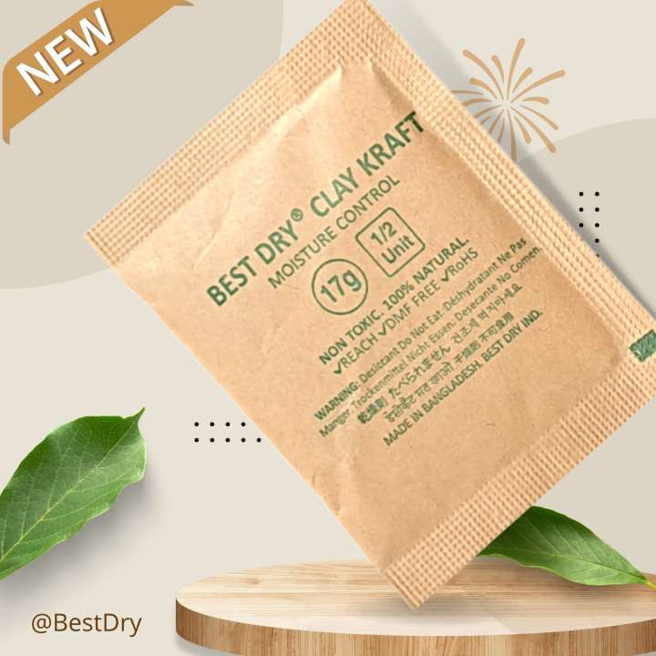 Best Dry Clay Kraft 17 gm 5 pieces packing by high quality Kraft paper, Thirty percent humidity absorption capacity Dry Clay Desiccant