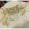 White Colour Metal ChokerTikli & Earring For Women - Necklace For Girls - Very Appealing - In line with current fashion trends. 