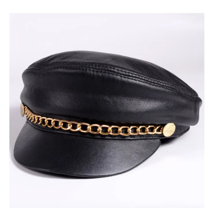 BRAND%20%20%20Spring/Winter%20Uni54-60%20CM%20Balck%20%20Leather%20Windproof%20Baseball%20Caps%20Man/Woman%20Duckbill%20Gorras-%20chain%20-%20Image%202