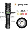 Rechargeable LED Flashlight with USB Output, 10W COB & 30W LED, 5000mAh Battery, Multi-Mode, 1500m Range, Universal Plug - New. 
