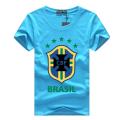 Half Sleeve Comfortable Jersey Fabrics Tshirt With Brazil Logo.
