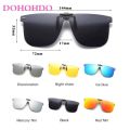 Men Polarized Clip On Sunglasses Metal Clips Car Driver Goggles Night Vision Glasses Anti Glare Vintage Safe Square Outdoo UV400. 
