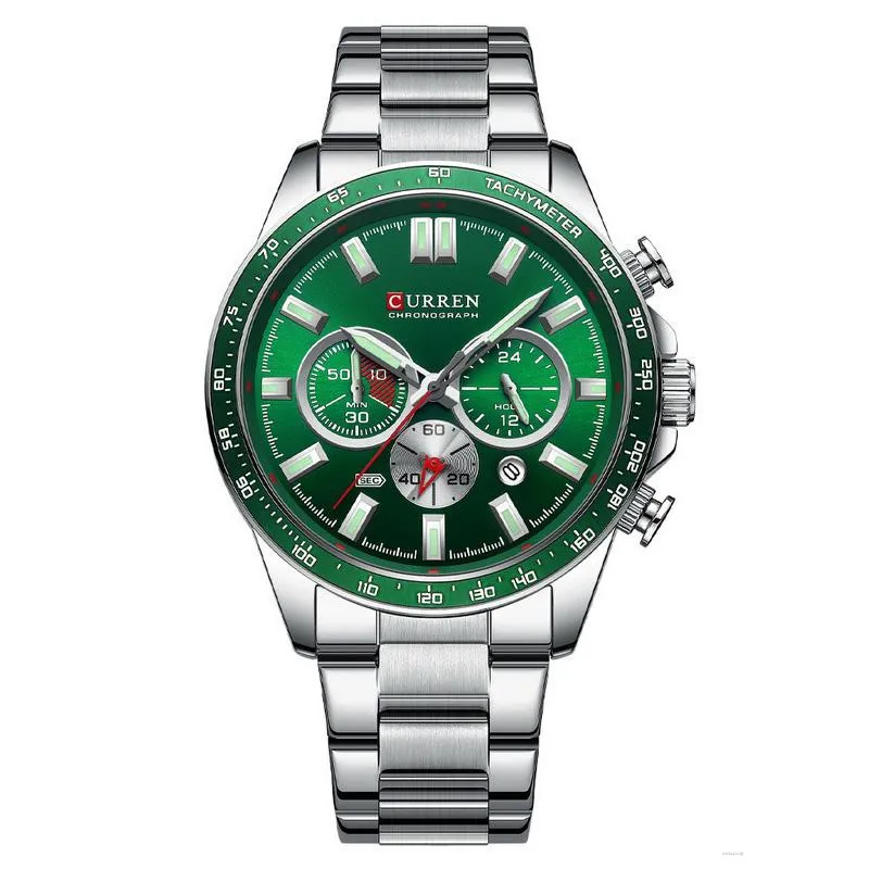 CURREN-8418(silver & green) Top Brand Men's Watch Original Watch