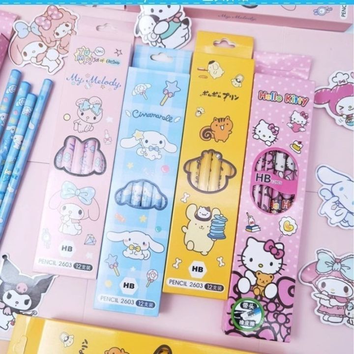12%20Pieces/set%20Sanrio%20Pencil%20Cute%20Hello%20Kitty%20Kuromi%20Cinnamoroll%20My%20Melody%20Students%20Stationery%20HB%20Black%20Write%20Draw%20School%20Children%20Boxed%20PenGift%20-%20Image%209