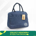 Lunch Carry Bag, Denim Fabric, Blue, (10.5″x8.5″x5″). 