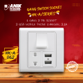 Switch-Socket, Anik Gang Switch, Gang Switch, 1 Gang 2 Pin Socket With 2 Port Usb Mobile Phone Charger, 2.1Amp - Remote Control Switch.