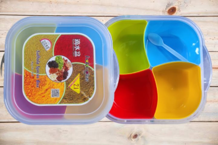 Food Grade Plastic Spice Box with 4 Spice Containers with free Spoon ...