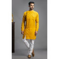 yellow colours stylish semi long panjabi. 