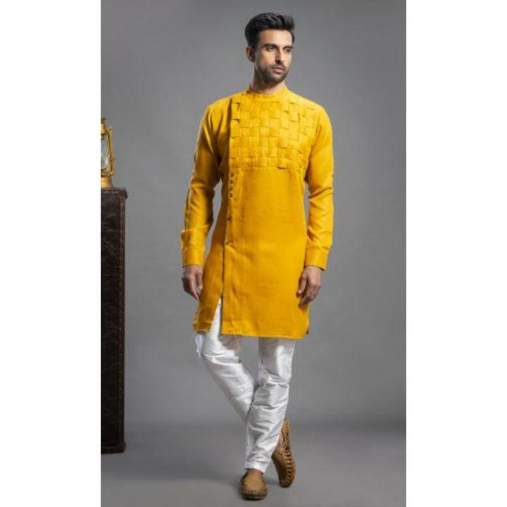 yellow%20colours%20stylish%20semi%20long%20panjabi%20-%20Image%202