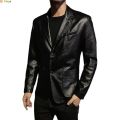 Spring New Black PU Suit Jacket Men's Fashion Slim Leather Jacket Business Casual Blazers Coat Red Blue Khaki.