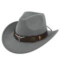 (NEW)Black Cowboy Hat Jazz Knight Hats Felt Hats With Bull Shaped Decor Grassland Country Hat Sombrero.