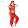 Kids Belly Dance Costumes Set Oriental Kids Indian Dance Costume 140cm Red. 