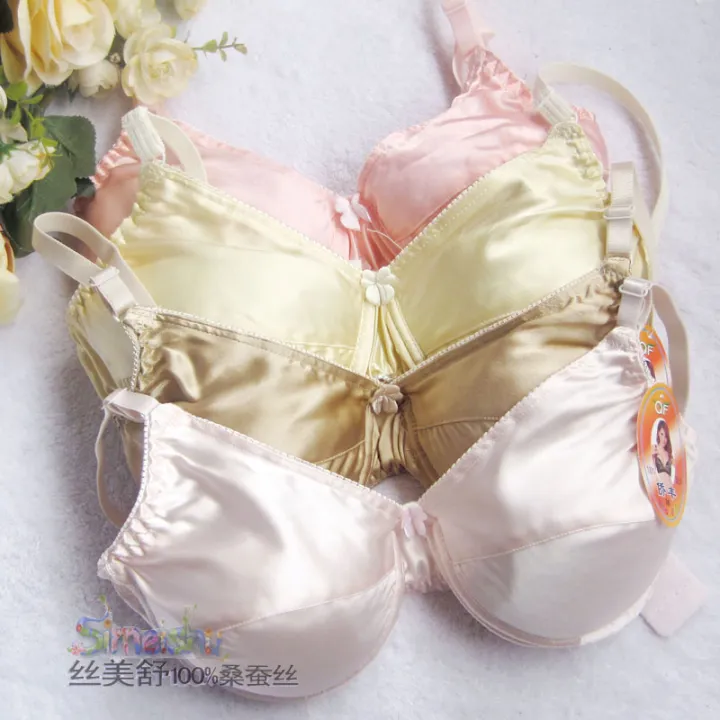 Pure Silk Women Bra Thin Health Care Underwear Bra Padded 100% Mulberry Silk Solid Bras 75 80 85 90 95 B