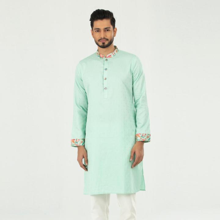 Masculine  Premium Semi Fit Panjabi - Lime