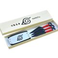 Anime Naruto 3PCS/Set 13CM Kunai + Headband With Box Unisex Plastic Kunai Anime Fan Cosplay Accessory.