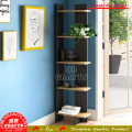 Corner Bookcase Bookshelf Shelving-corner shelf-corner design-corner rack-corner showcase-living room furniture-Corner Décor-Interior Design-Color Black&White, Black&Promoteak-HR Crafts. 