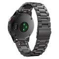 For Garmin Fenix 5X Three-Bead Stainless Steel Metal Watch Band, Size:26MM(Black). 