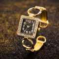 Women's Watches Open Bracelet Watch Set Diamond Dial Square Girls' Watch Hollow Out Female's Fashion Quartz Wristwatch.