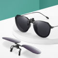 VIVIBEE Big Size Flip Up Clip on Sunglasses Polarized Gradient Grey Lens Oversized Driving UV400 Protection Fishing Accessory.