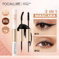 FOCALLURE Waterproof 2 In 1 Black Mascara Eyeliner 3D Fiber Natural Eyelash Growth Enhancer Lengthening Thicker Eye Lash Primer.