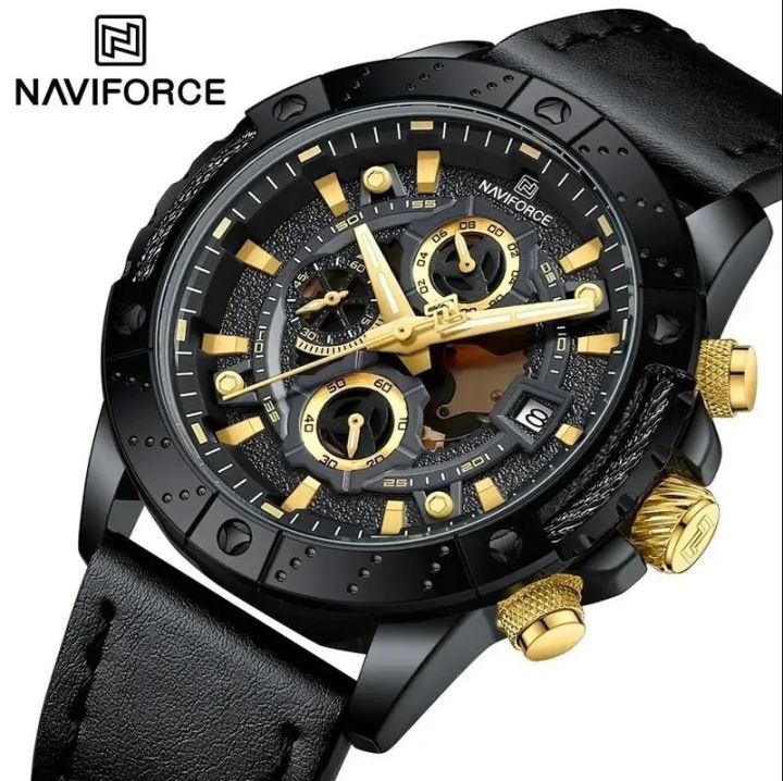 NAVIFORCE NF8055 PU Leather Chronograph Watch For Men's