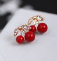 Red Cherry 1 Pair small shiny stud earring for women's fashion. 