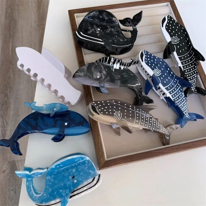2023 New Design Cartoon Marine Shark Hair Clips Cute Blue Whale Acetate Hair Claw Hair Tiara Accessories Vintage Jewelry Gift