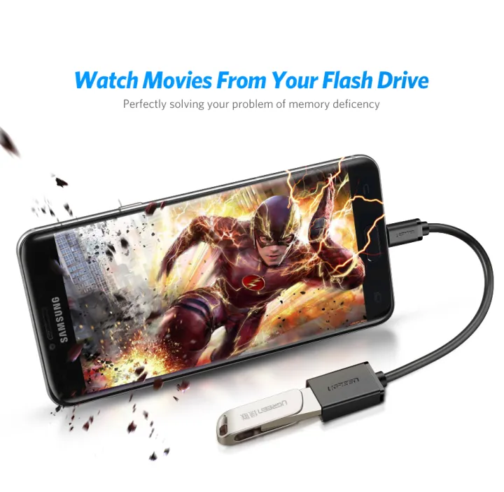 UGREEN%20US133(10396)%20%20Micro%20USB%20Male%20to%20USB-A%20%20Female%20Cable%20with%20OTG%20%20Nickel%20Plating%2015cm%20(Black)%20-%20Micro%20USB%202.0%20OTG%20Adapter%20Cable%20-%20480Mbps%20Data%20Transfer%20-%20Durable%20PVC%20Jacket%20-%20Plug%20&%20Play%20-%20Image%205