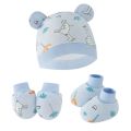 3pcs/set Cotton Newborn Cap with Anti Scratch Mittens and Foot Cover Infant Warm Headwear Baby Gloves with Socks Set Bzzo.