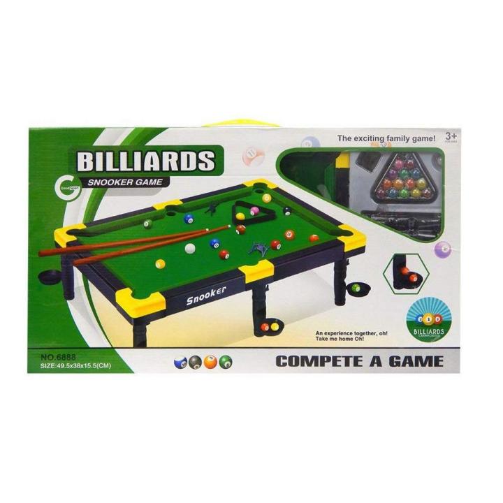 Billiards Snooker Game Table with Full Set of Billiard Balls, 2 Cues, Triangle Family Game for Kids