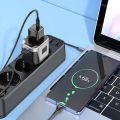 Hoco Universal Travel Plug Adapter AC5 Dual Port Rotating Charging -Black. 