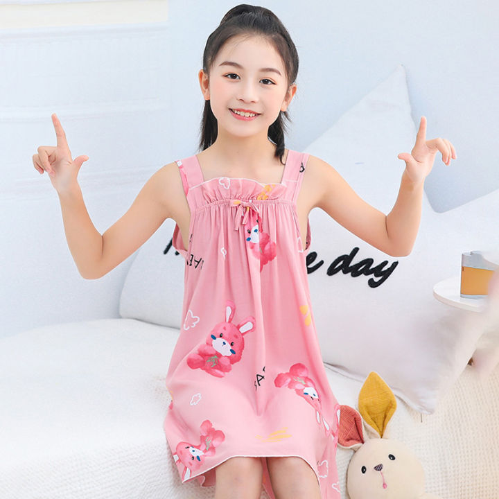 Children's%20Clothes%20Cotton%20Silk%20Pajamas%20Girl's%20Summer%20Pajama%20Skirt%20Little%20Girl%20Sling%20Princess%20Dress%20-%20Image%207