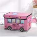 Children's Cartoon Toy Storage Box with Flip-Top Lid - Household Goods Clothes Storage Box - Car Pattern Coated Storage Box. 