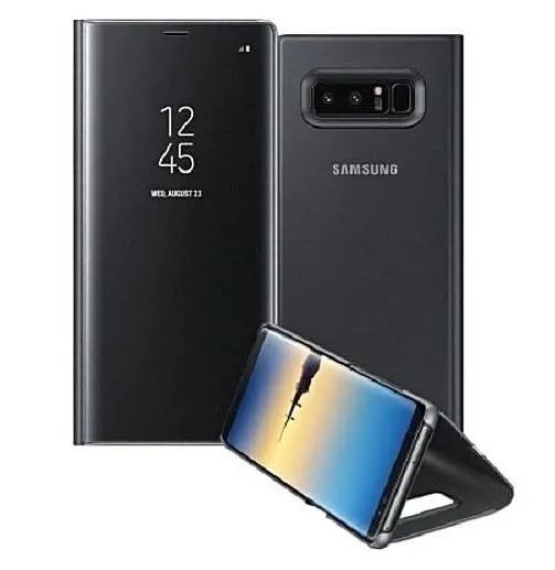 Samsung Galaxy Note 8 - Clear View Case Flip Standing Cover Auto Lock Mirror Case