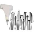 12 Piece Cake Decorating Set Frosting Icing Piping Bag Tips with Steel nozzles.