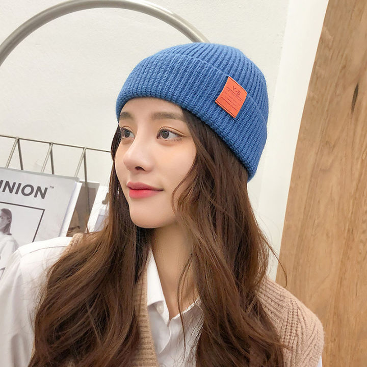 For Girls Branded Woolen Cap Hat Women's Autumn And Winter Patch