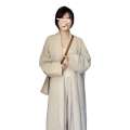 Loose lazy sweater jacket women 2024 new autumn and winter white knitted cardigan for outerwear medium to long style.