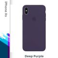For iPhone Xs - USG Premium Liquid Silicon Phone Case for Apple Mobile Luxury Liquid Silicone Protection Back Cover Soft Case - Deep Purple. 