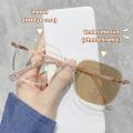 Fashion Large Frame Photochromic Glasses Men Women Unisex Color-changing Anti-blue Light Eyeglasses Flat Mirror Computer Goggles.