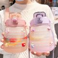 1200ml Large Capacity Water Bottle Straw High Temperature kawaii Water Cute Time Scale Frosted Outdoor Sport Student Couple Cup. 