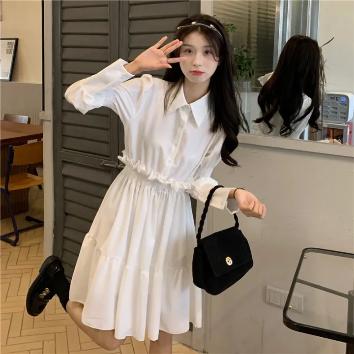 New%20Spring%20Dress%20Womens%20Elegant%20Two%20Piece%20Lantern%20Sleeve%20Knee-Length%20Spring%20Casual%20Vestidos%20Korean%20Style%20All-Match%20Dresses%20-%20Image%204