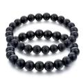 Lava Rock Stone Dumbbell Mens Bracelet.