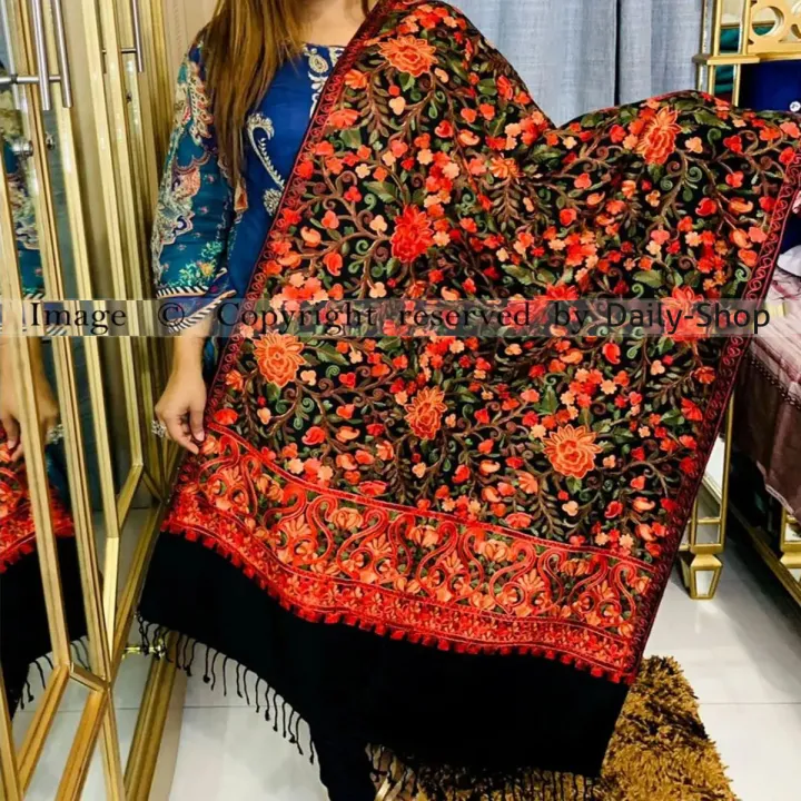 Kashmiri Poshmina Shawl | Women Winter Collection | Sal | Embroidery work Shawl