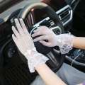 Women Full Finger Mesh Lace Gloves Summer Spandex Wedding Party Dress Gloves.
